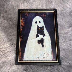 Ghost and Black Cat Framed Print. SEE PHOTOS • NWT